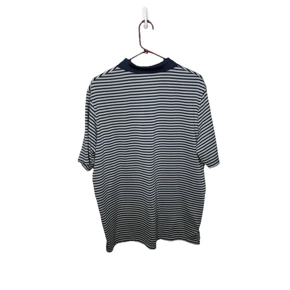Adidas Polo Shirt Blue White Striped Golf Men’s ClimaLite Athletic Fit Size XL
